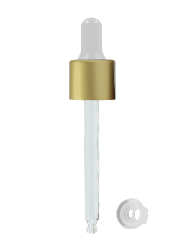 20/410MM Aluminum Dropper - Matt Gold-With Glass Tube And Silicon Rubber Teat And Wiper Plug